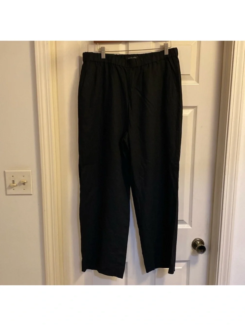 Banana Republic Black Linen Straight Leg Pull Up Pants Size Large